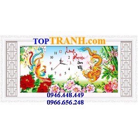Tranh gắn đá đồng hồ long phụng